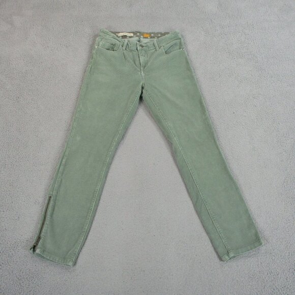 Pilcro and the Letterpress Pants - Pilcro Stet Cords Pants Womens 29 Green Corduroy Chino Ankle Zip 28x28